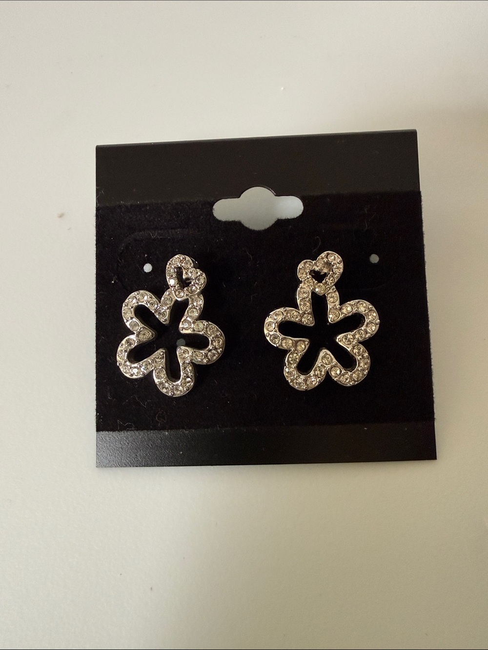 Source Unknown Crystal Flower Dangle Earrings - Silver